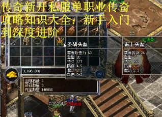 传奇新开私服单职业传奇攻略知识大全：新手入门到深度进阶